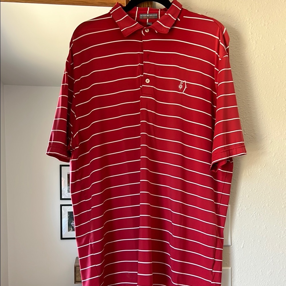 Peter Millar Men's Red Striped Polo Shirt